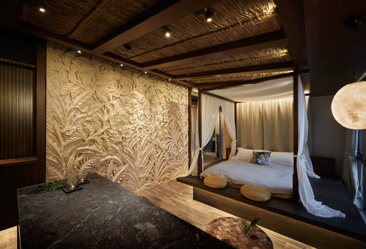 旅行的記憶_漫遊峇里島, 有偶設計 YOO Design 有偶設計 YOO Design Camera da letto in stile tropicale