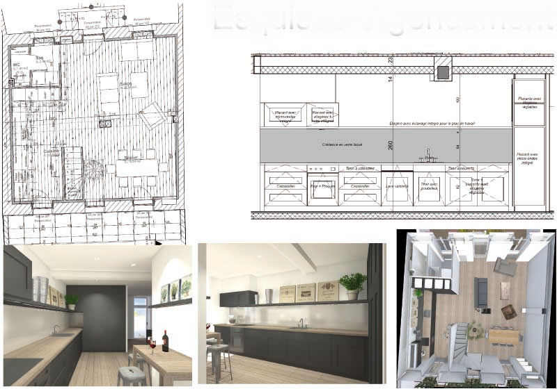 Rénovation d'une cuisine, Architecture d'intérieur CA Architecture d'intérieur CA Nhà bếp phong cách hiện đại Than củi Grey