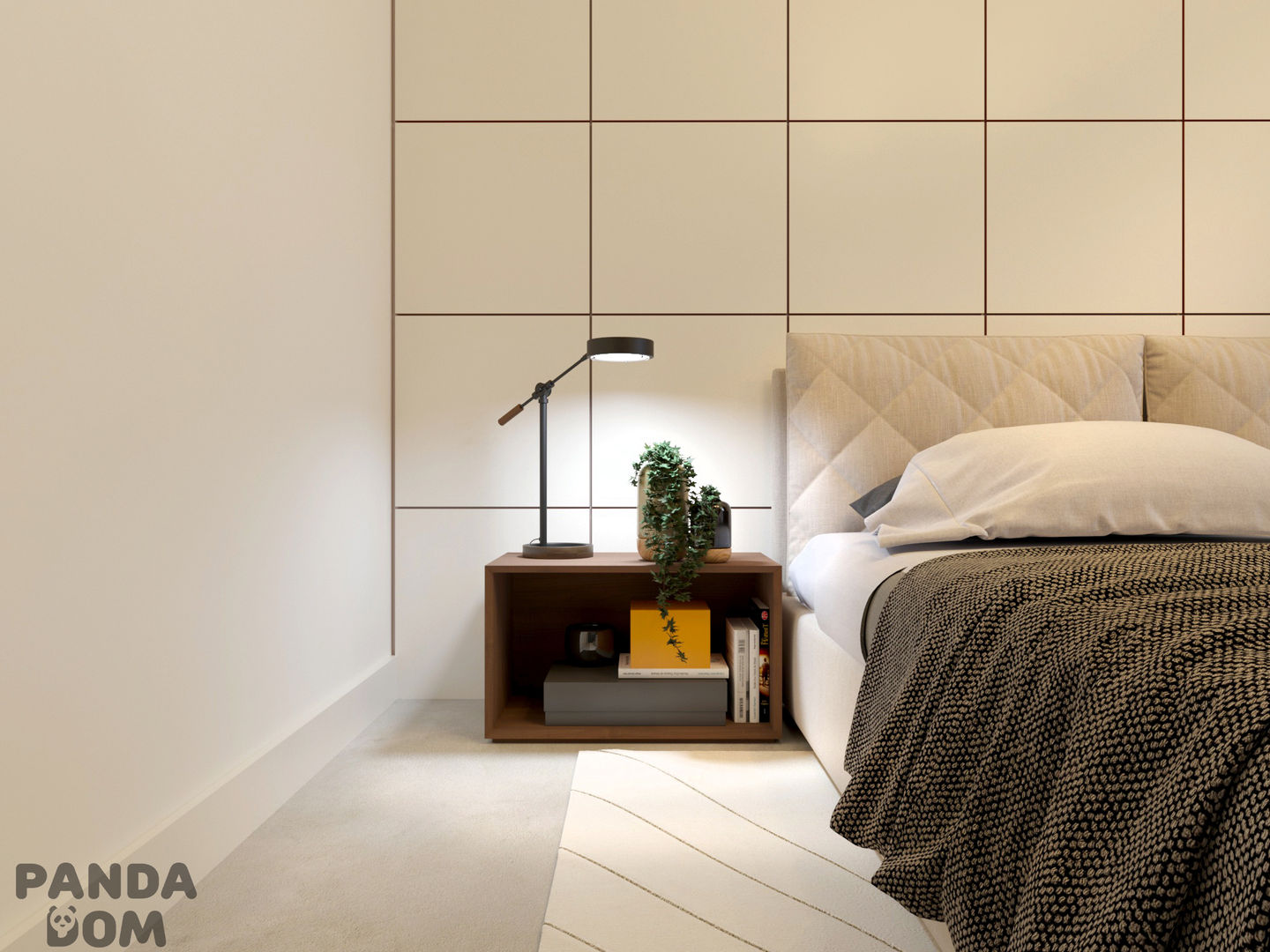 Современный дом в стиле минимализм, дизайн-студия PandaDom дизайн-студия PandaDom Спальня в стиле модерн