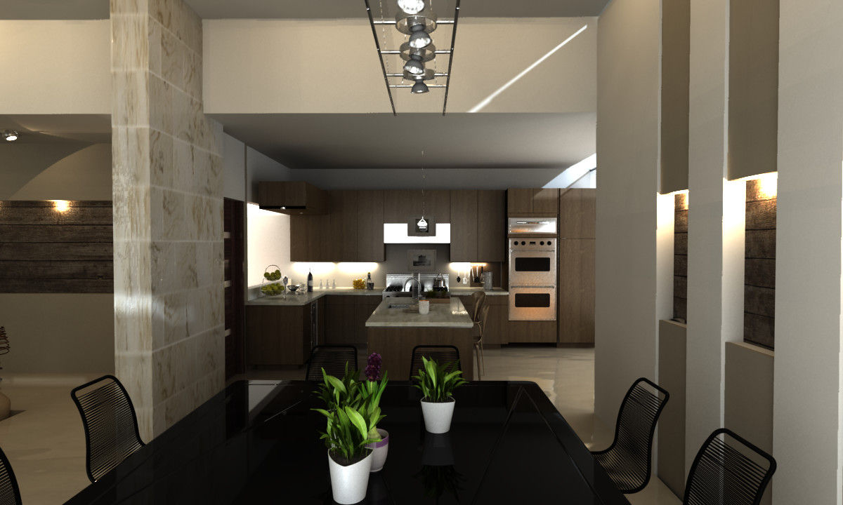 DISEÑO Y DECORACIÓN DE INTERIOR DE RESIDENCIA , OLLIN ARQUITECTURA OLLIN ARQUITECTURA 모던스타일 주방 우드 우드 그레인