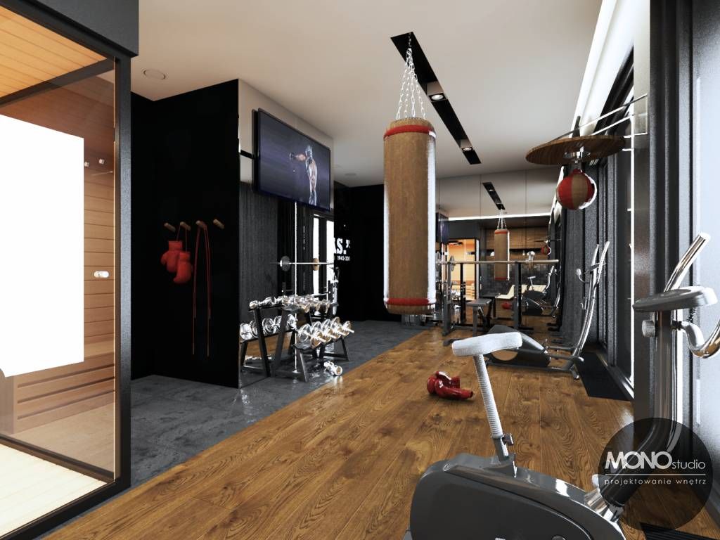 Nowoczesne i eleganckie wnętrze domu , MONOstudio MONOstudio Moderne fitnessruimtes