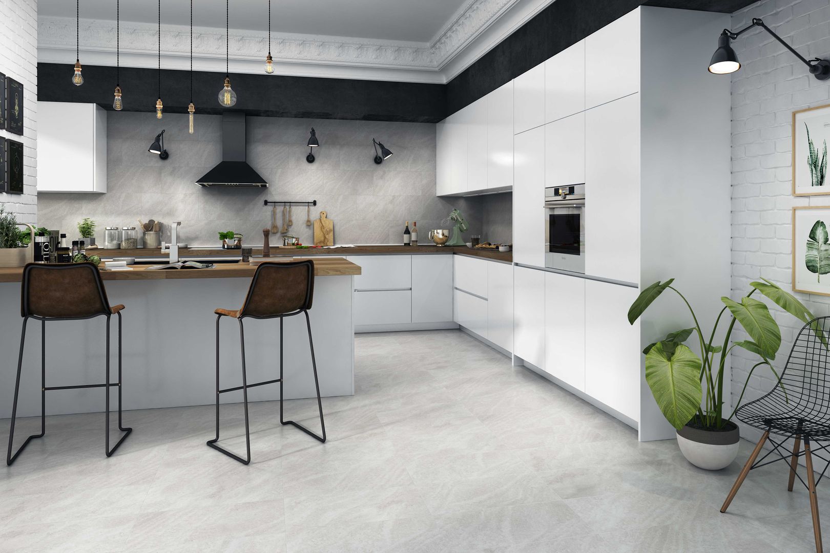 Replica Grey Travertine Effect Porcelain Wall and Floor Tile Total Tiles Cocinas modernas Piedra porcelain tile,wall,floor,travertine,matt finish