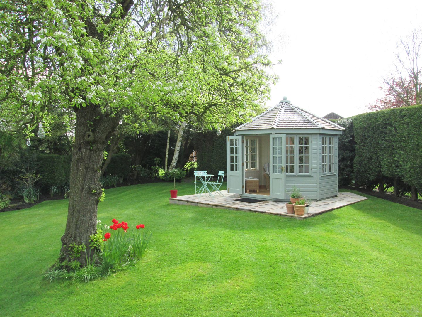 Wiveton Summerhouse with Weathered Cedar Shingles CraneGardenBuildings Classic style garage/shed Garages & sheds