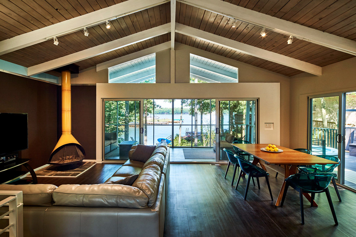 Lake House, KUBE architecture KUBE architecture Modern living room