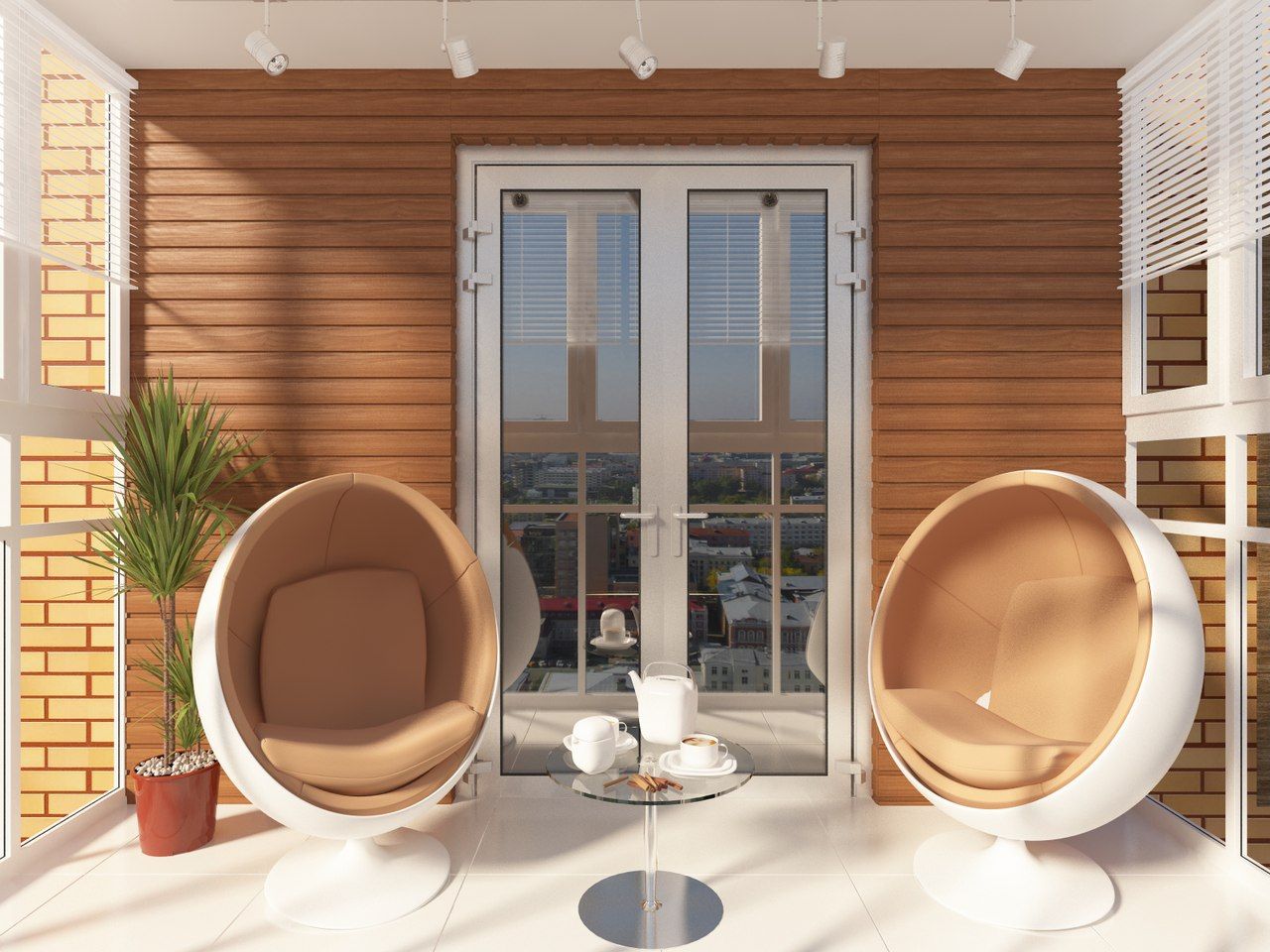 Balcony Anastasia Yakovleva design studio Modern style balcony, porch & terrace