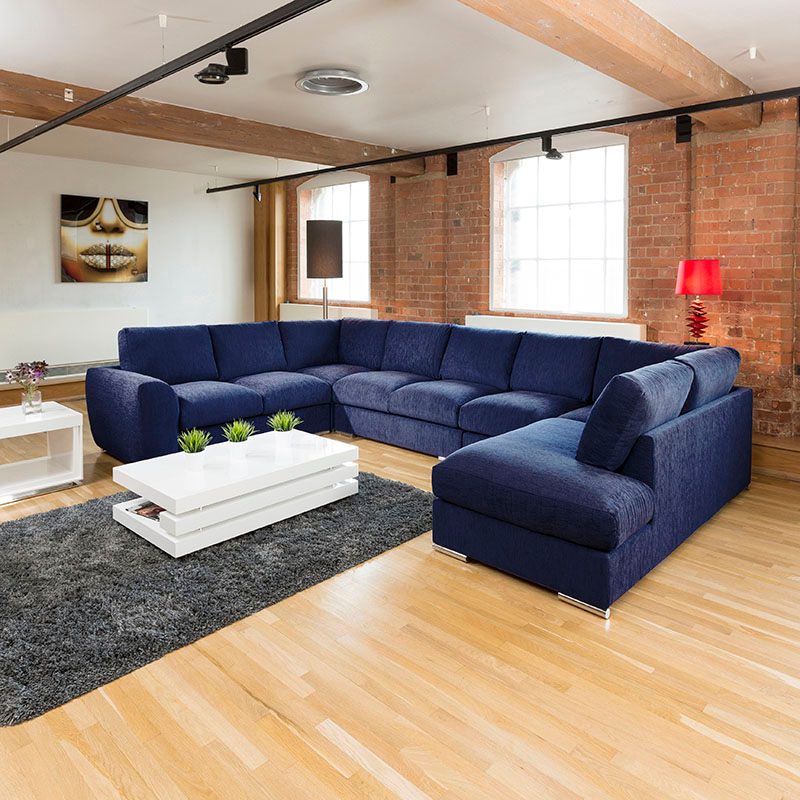 Extra Large Sofa Set Settee Corner Group U / L Shape Blue 4.0 x 2.6m L Quatropi ltd Livings de estilo moderno Salas y sillones