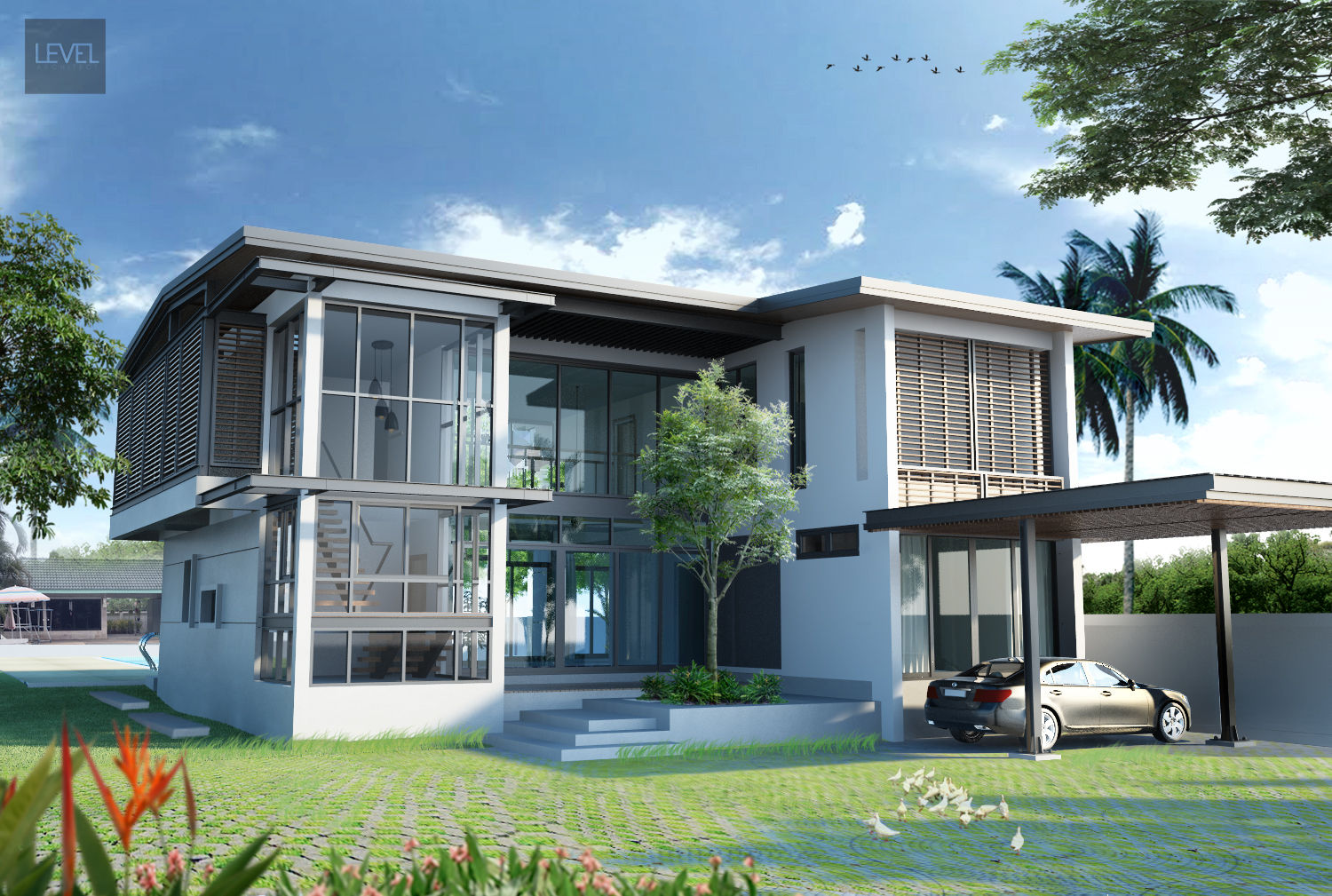 บ้านพักอาศัย 2 ชั้น สไตล์โมเดิร์น, LEVEL ARCHITECT LEVEL ARCHITECT Casas de estilo moderno