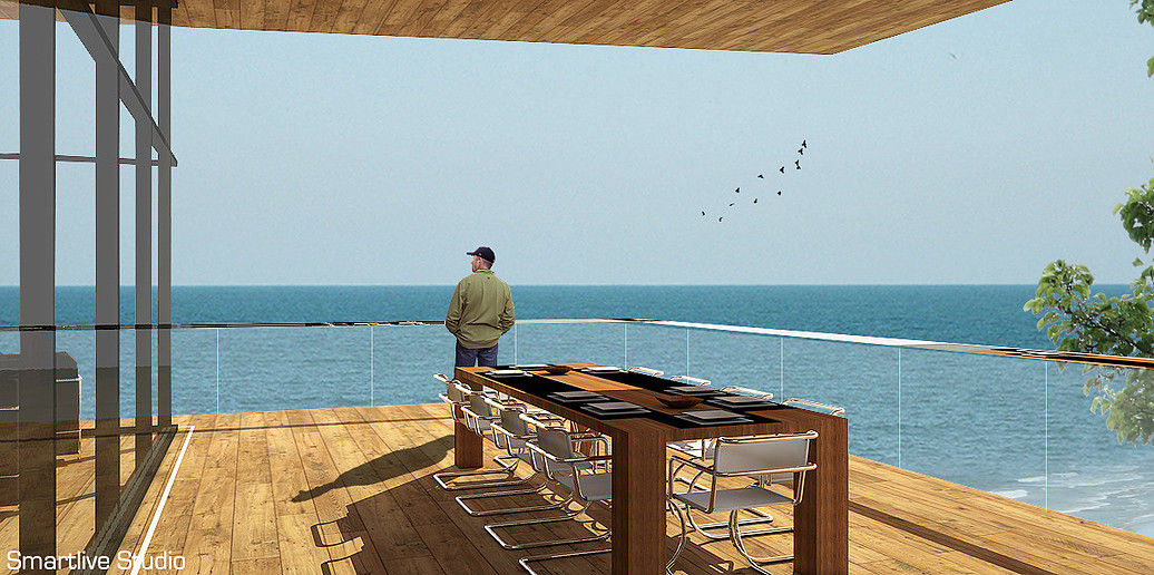Terraza con vista al océano homify Balcones y terrazas modernos
