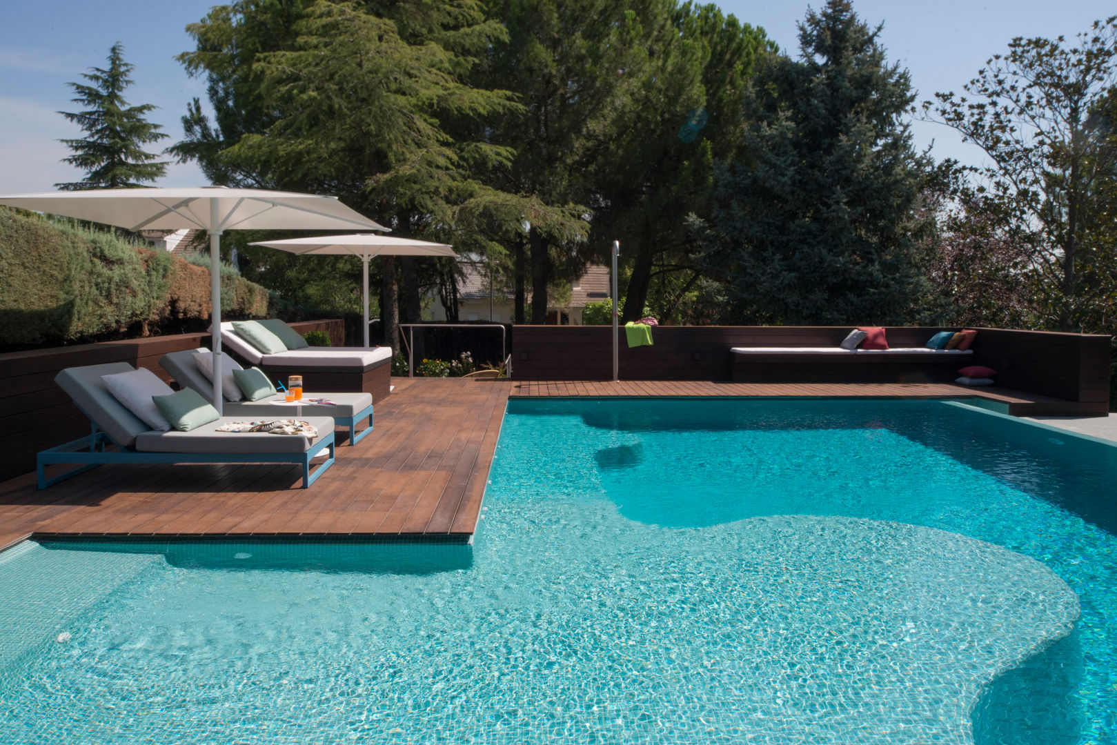 Piscina 1 2 3 AGi architects arquitectos y diseñadores en Madrid Albercas de jardín Madera Acabado en madera