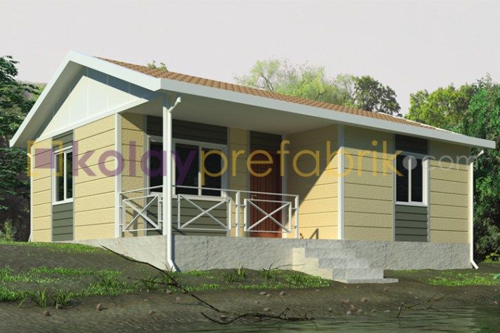 TEK KATLI PREFABRİK EV 58 m2 (2+1), PREFABRICATED HOUSES BUILDINGS | KOLAY PREFABRIK PREFABRICATED HOUSES BUILDINGS | KOLAY PREFABRIK クラシカルな 家