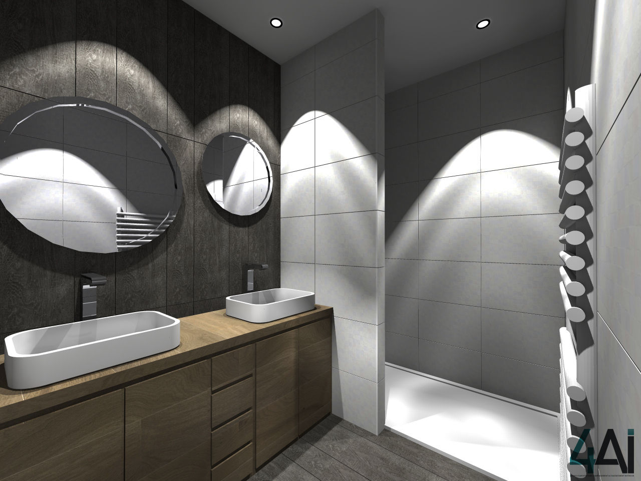 PROJET PBG - SDB Agence 4ai Salle de bain moderne SALLE DE BAIN,CARRELAGE,FAIENCE,MODERNE