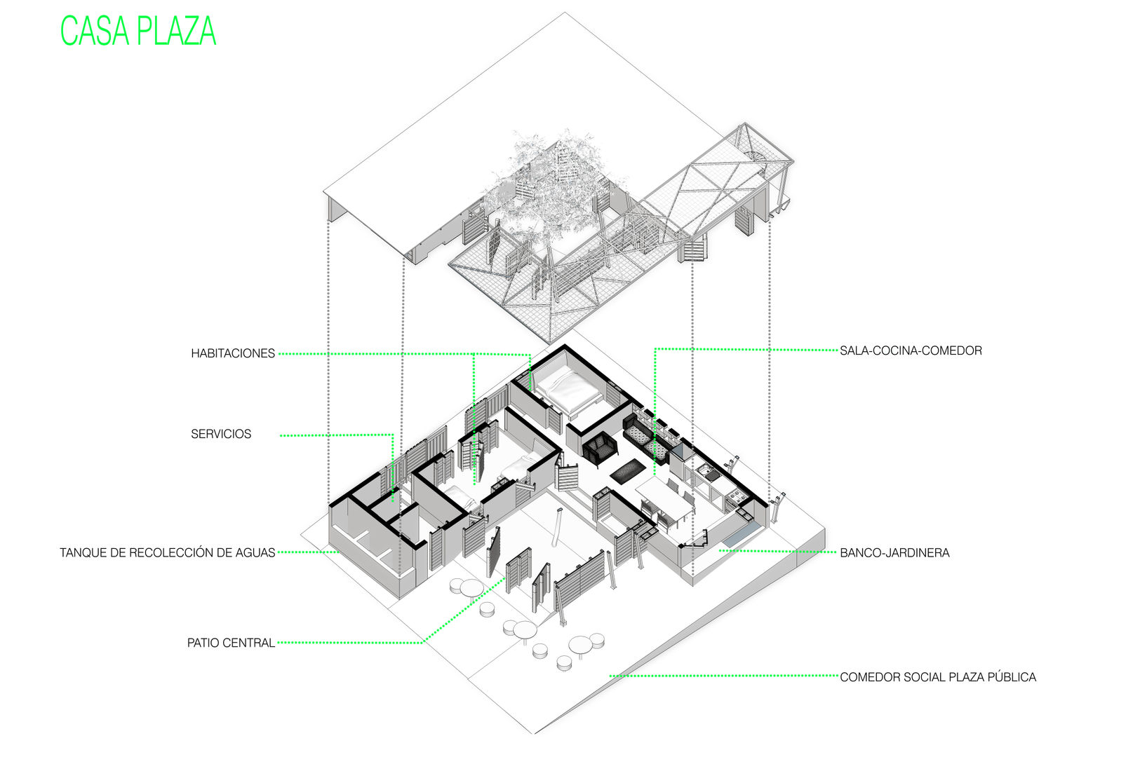 Corte isometrico Taller de Desarrollo Urbano Casas de estilo minimalista Detalles