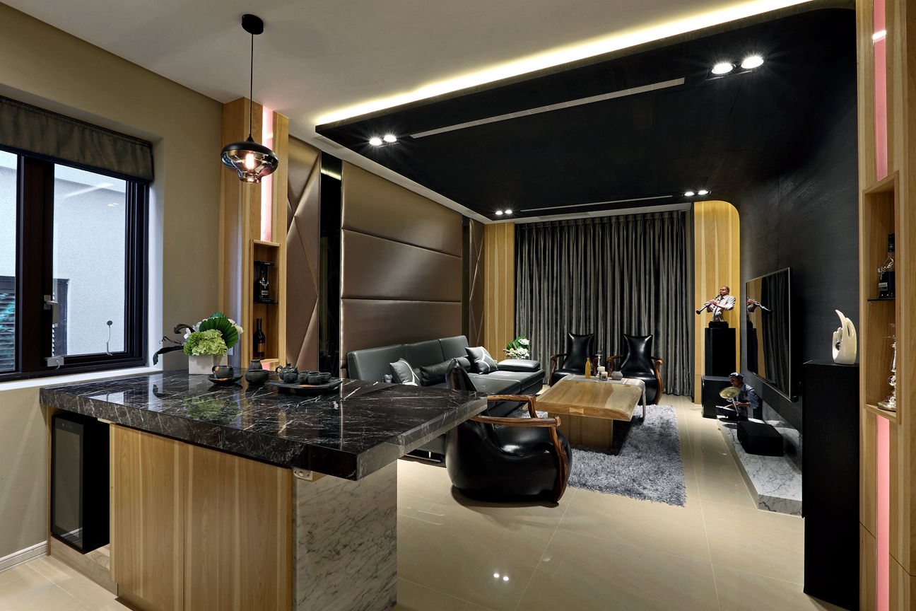 Taiwan Taichung - J House, 信美室內裝修 信美室內裝修 Ruang Media Modern Kayu Wood effect