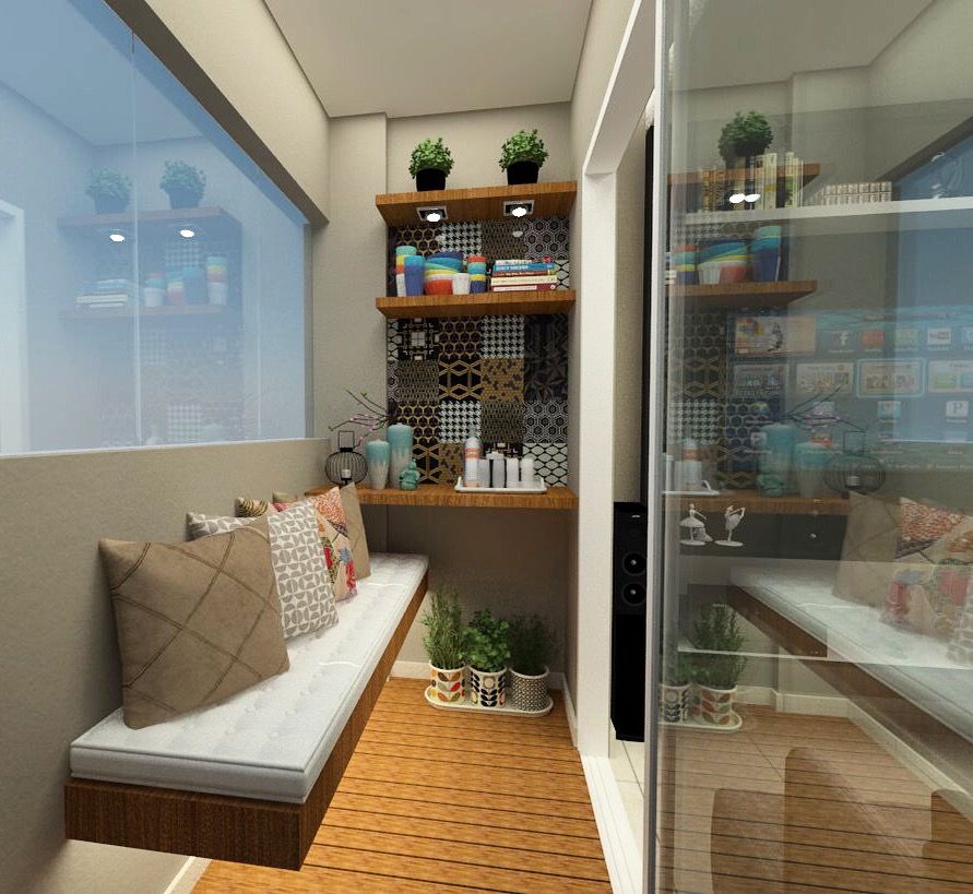 Apartamento do Advogado, Arquitetando e Inspirando Arquitetando e Inspirando Modern balcony, veranda & terrace