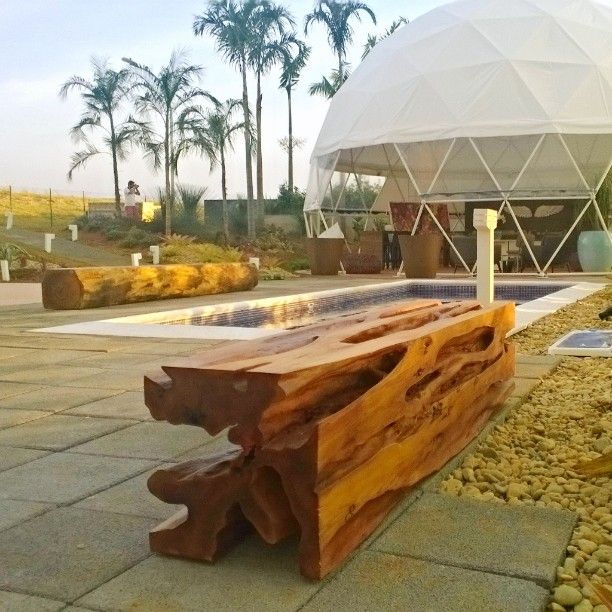 Banco de tronco orgânico - Madeira Maciça, ArboREAL Móveis de Madeira ArboREAL Móveis de Madeira Jardines de estilo rústico Madera maciza Multicolor Mobiliario