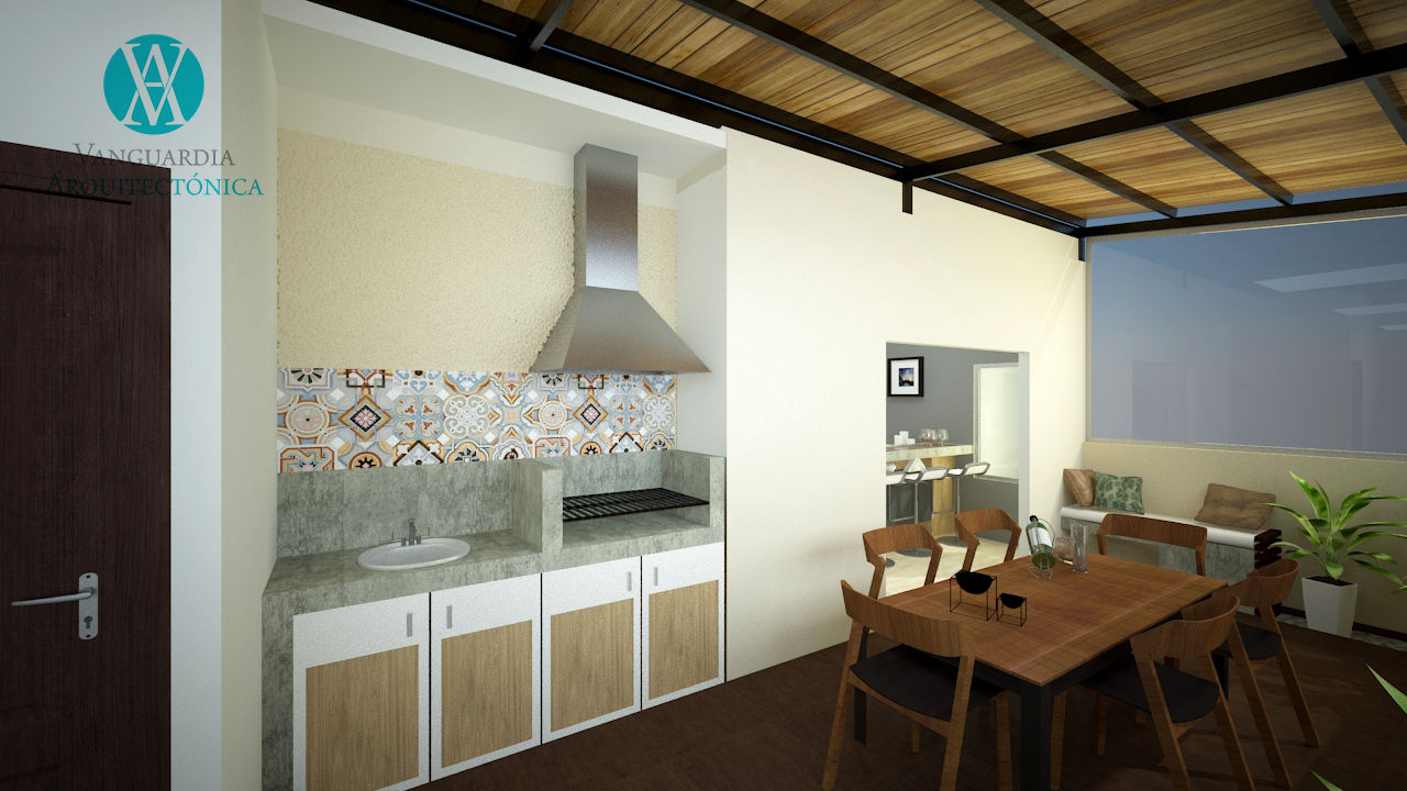 Interiorismo en apartamento Vanguardia Arquitectónica Balcones y terrazas de estilo moderno Madera Acabado en madera casa,terraza,apartamento,diseño,valencia,venezuela,san diego,render,decoracion,interiorismo