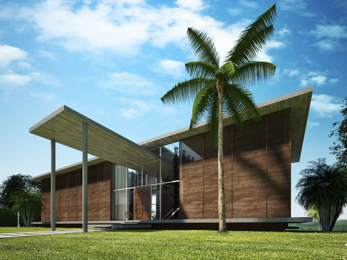 Key Biscayne , Fernandez Architecture Fernandez Architecture Веранда и терраса в тропическом стиле Бетон