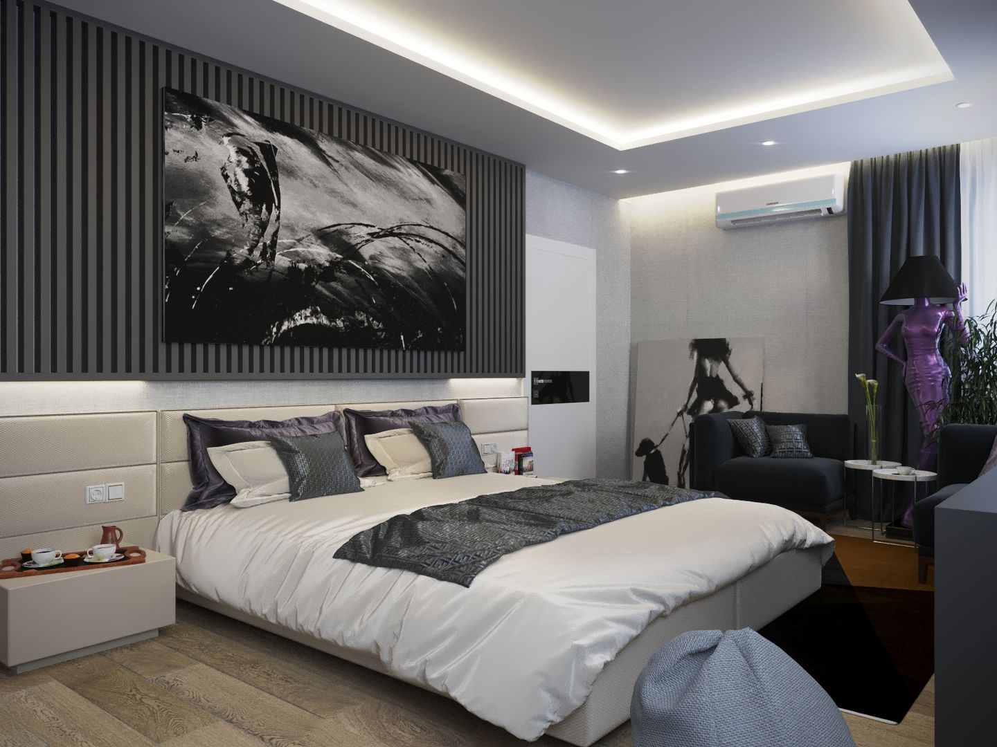 Спальня для молодой пары, blackcat design blackcat design Modern style bedroom