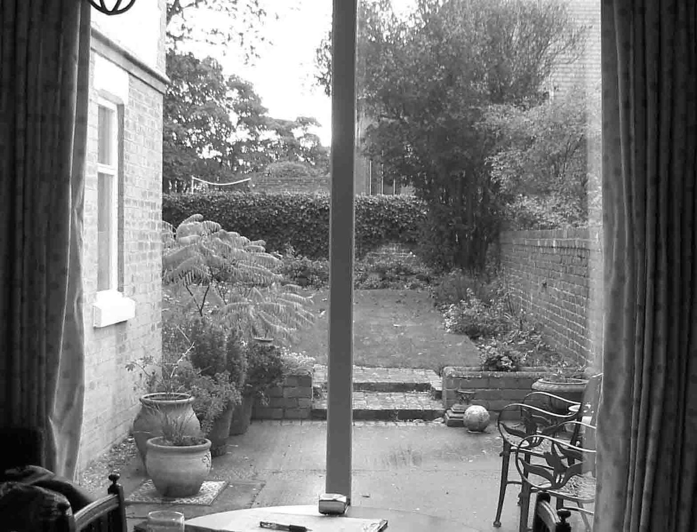 West Kirby Garden Before - Kitchen Terrace - Caroline Benedict Smith Garden Design Cheshire Caroline Benedict Smith Garden Design Cheshire