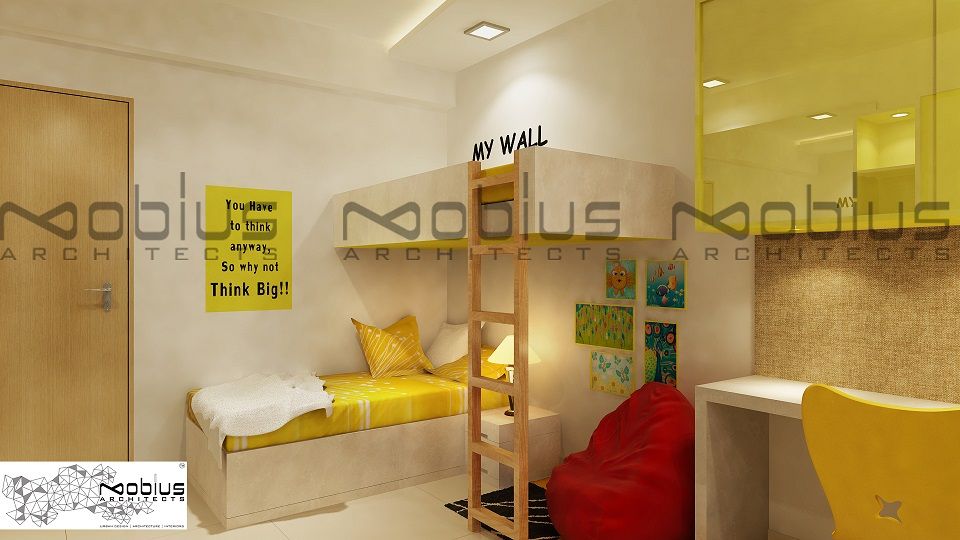 Rhythm Apartment, Mobius Architects Mobius Architects Modern nursery/kids room Furniture,Property,Comfort,House,Textile,Interior design,Lighting,Floor,Flooring,Building