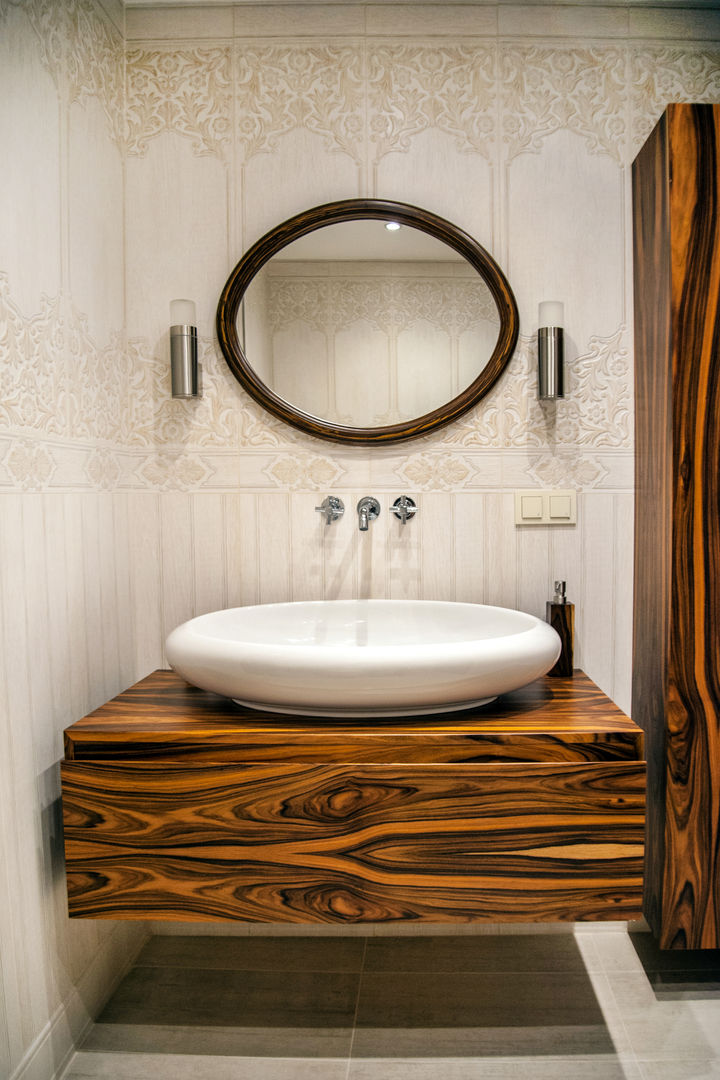 Banyo Lavabosu Este Mimarlık Tasarım Uygulama Modern Banyo ahşap banyo dolabı,osmanlı motif,seramik duvar,pelesenk kaplama