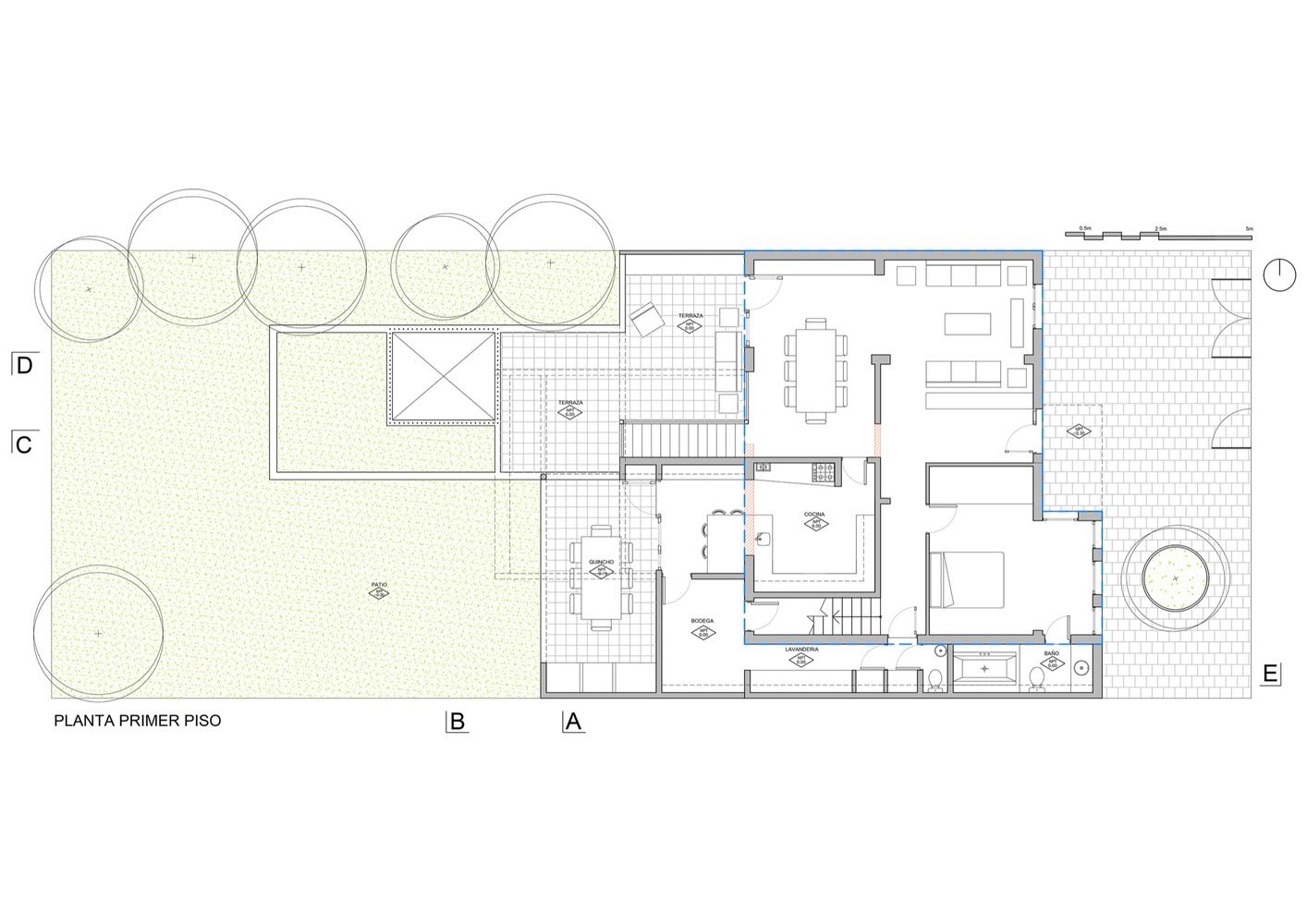 planta primer piso (vivienda existente y ampliación) homify Casas modernas Concreto