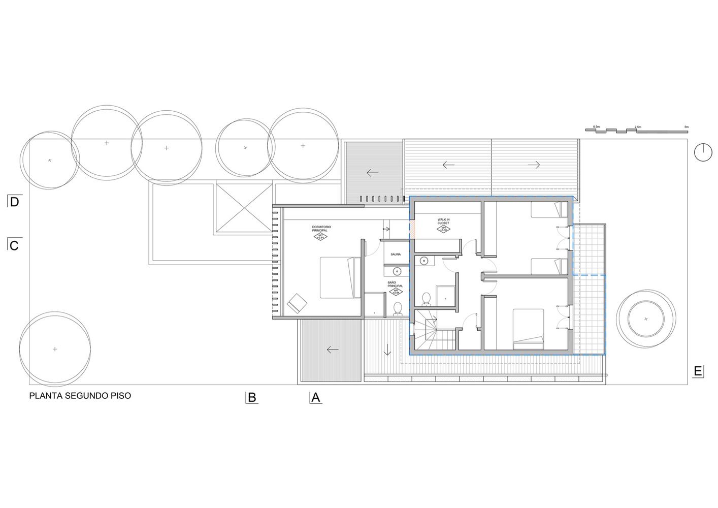 planta segundo piso (ampliación + vivienda existente) homify Casas modernas: Ideas, diseños y decoración Concreto