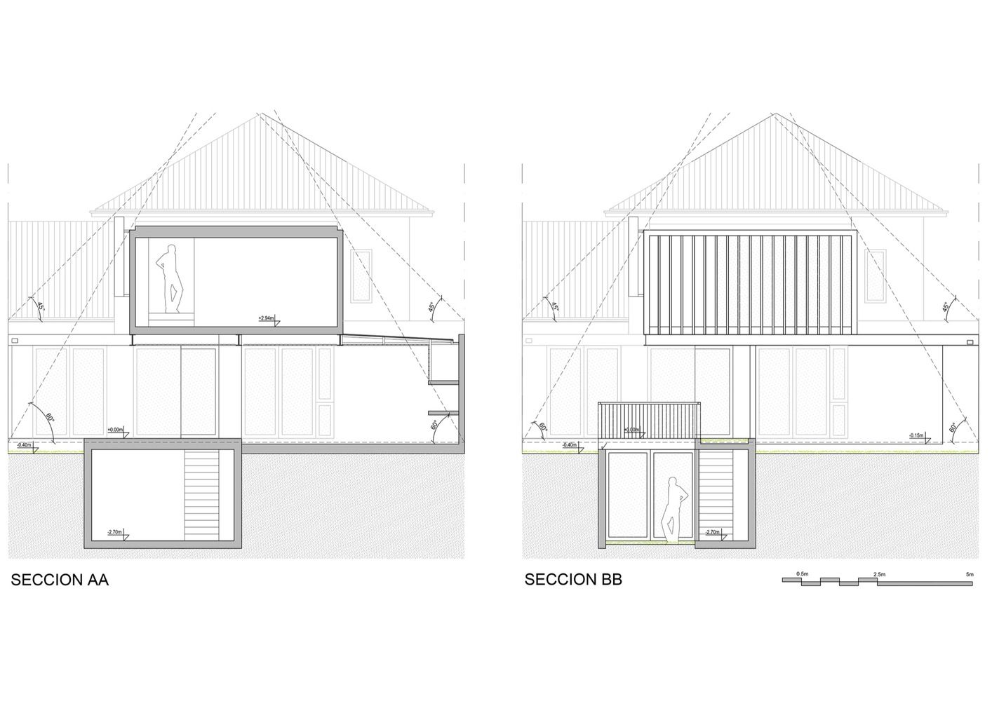 secciones transversales homify Casas modernas: Ideas, diseños y decoración Concreto