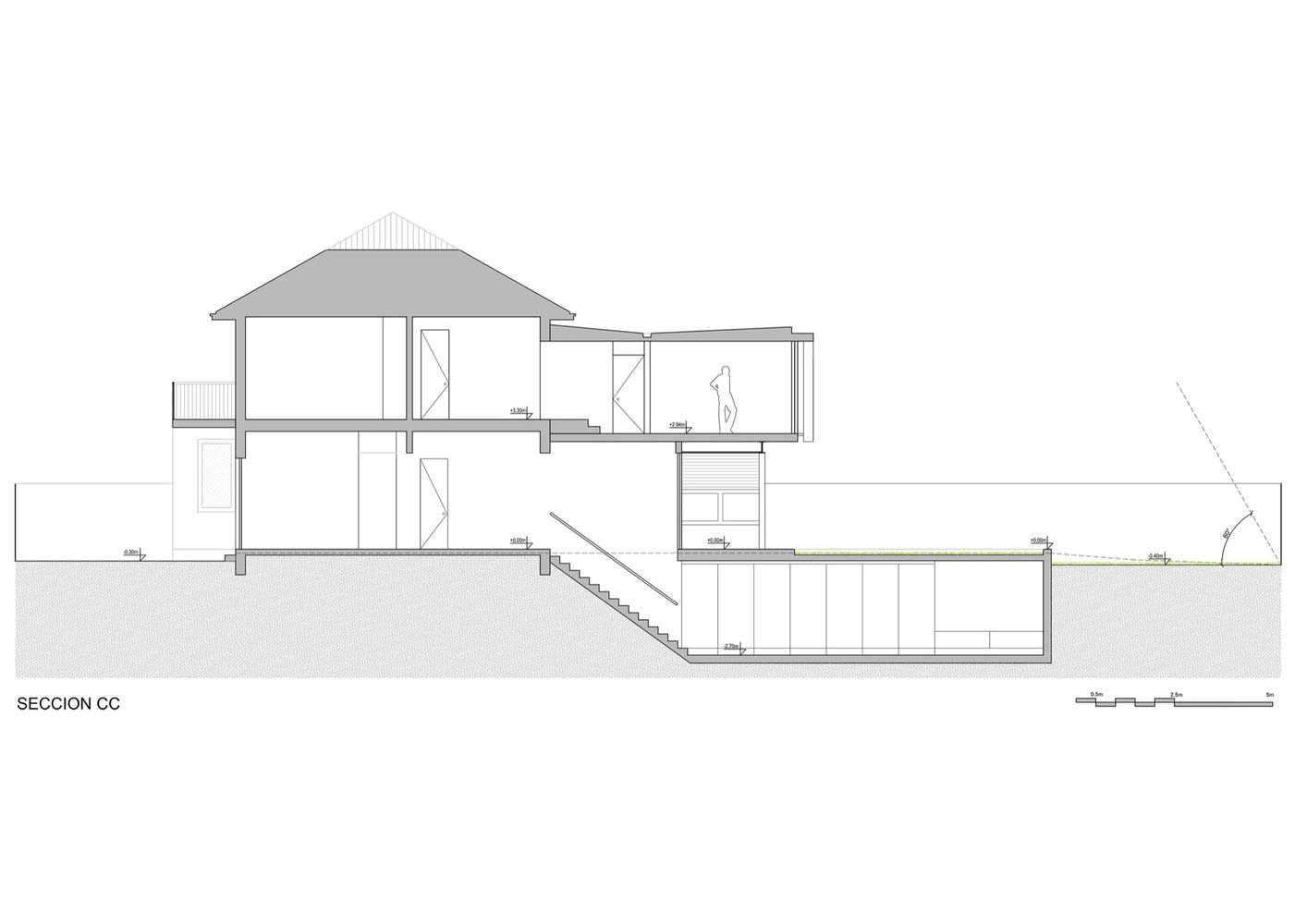 seccion longitudinal homify Casas modernas: Ideas, diseños y decoración Concreto