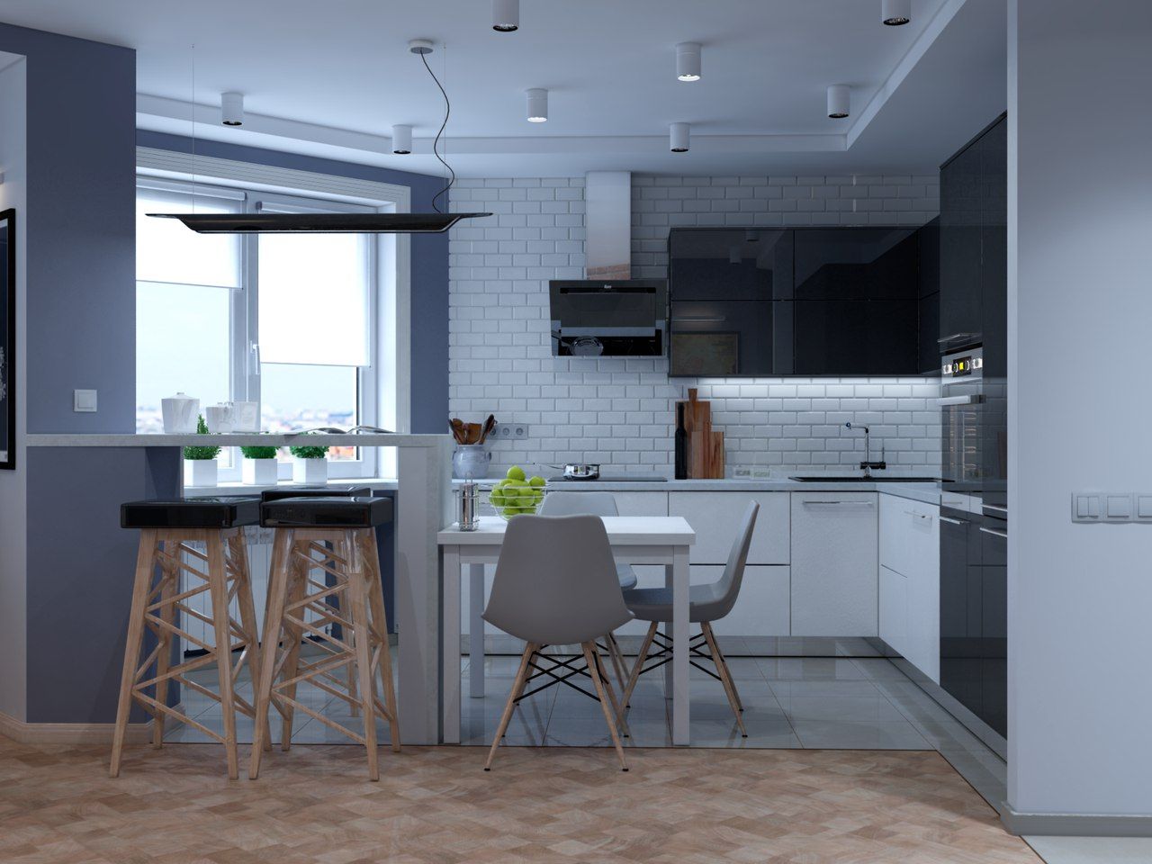 3к.кв. в ЖК Лазурный (93кв.м), ДизайнМастер ДизайнМастер Industrial style kitchen