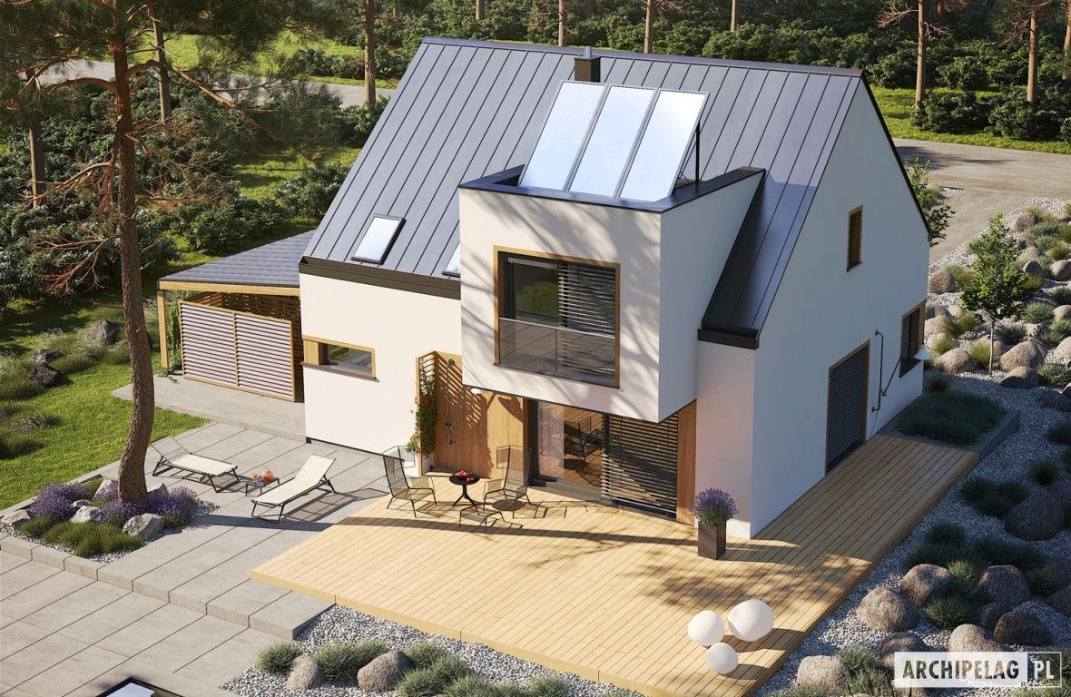 Projekt domu Neli W2 ENERGO PLUS - komfort na najwyższym poziomie , Pracownia Projektowa ARCHIPELAG Pracownia Projektowa ARCHIPELAG Modern houses