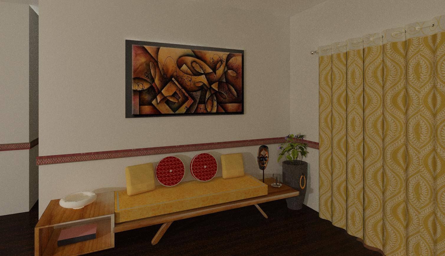 3 BHK (Trimetrix Constructions) Kreative design studio Living room