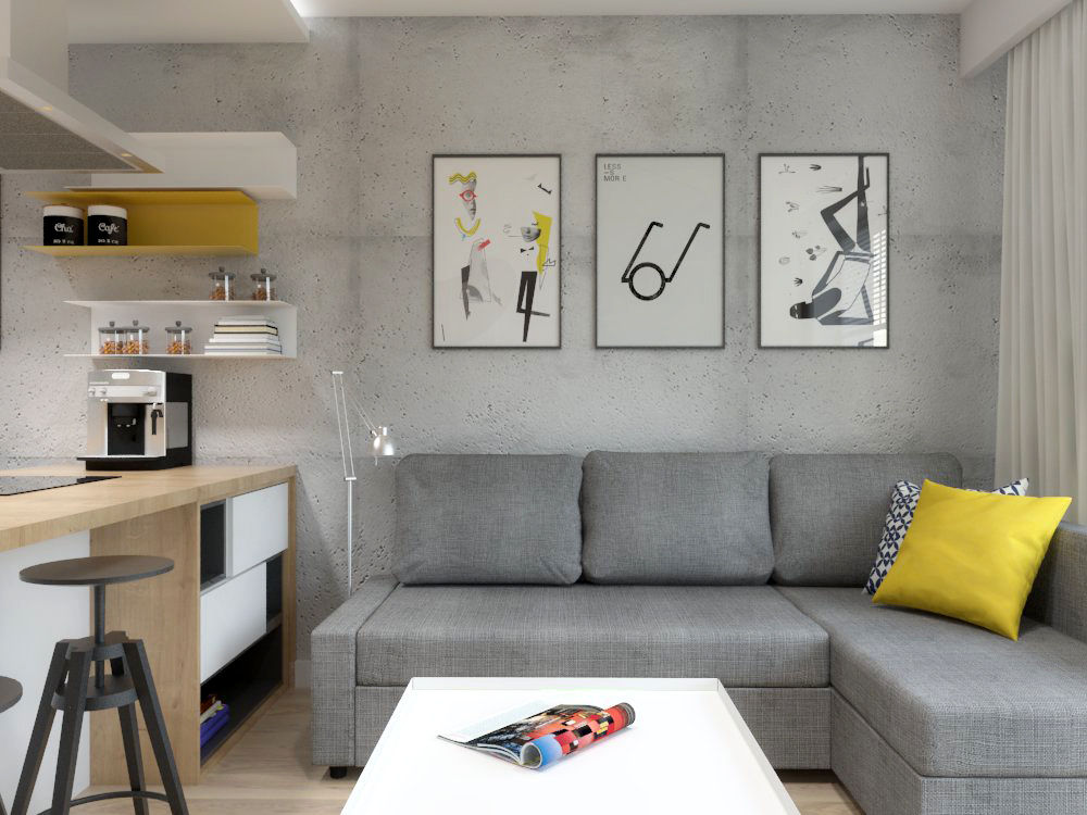 Mieszkanie z betonem, Wrocław, SO INTERIORS ARCHITEKTURA WNĘTRZ SO INTERIORS ARCHITEKTURA WNĘTRZ Moderne woonkamers Beton