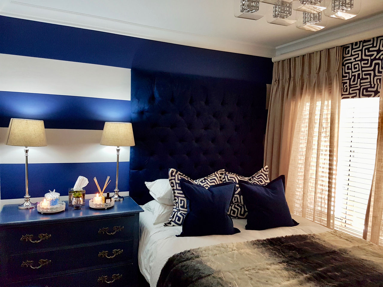 Navy Blue Carne Interiors Modern style bedroom