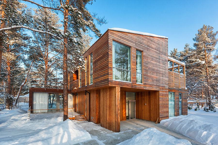 Дом #1 DK architects Дома в скандинавском стиле Дерево Эффект древесины деревянный экстерьер