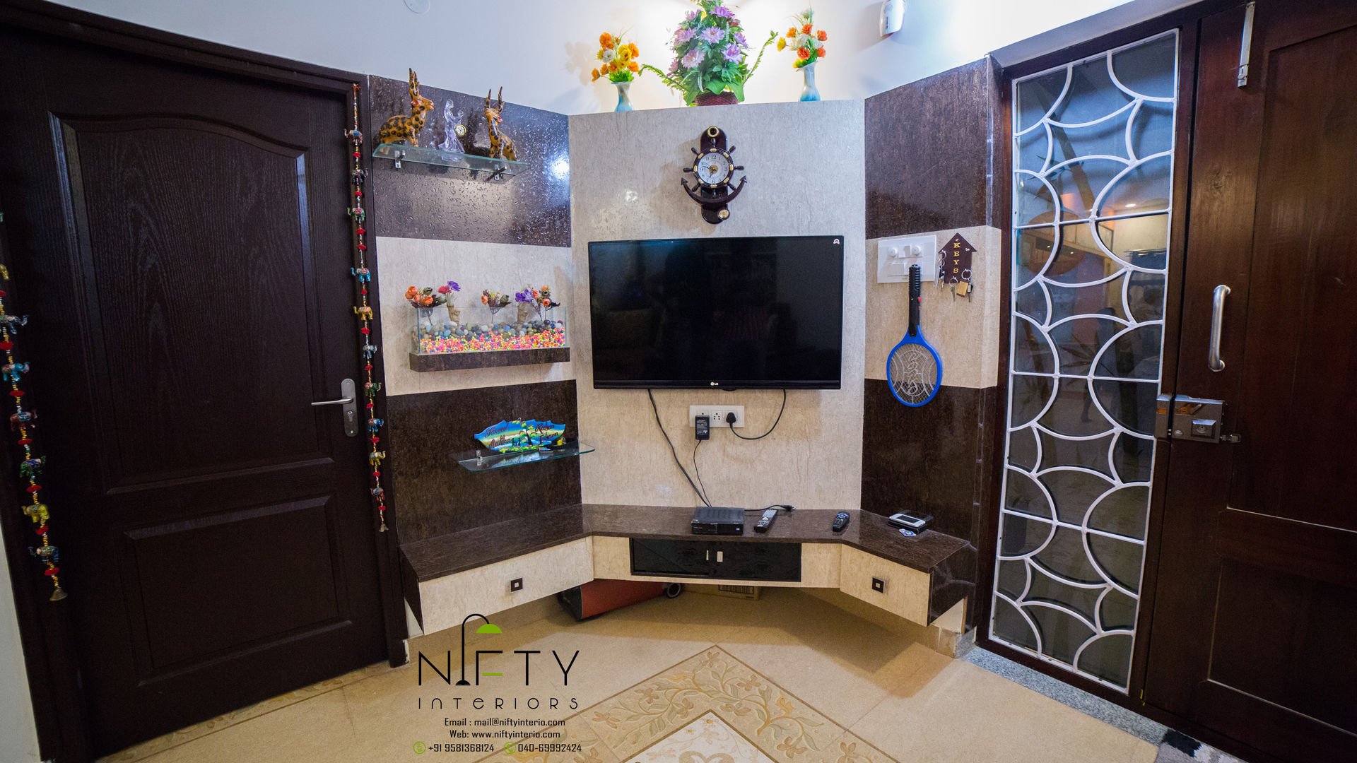 PA Bachupally Residence , Nifty Interio Nifty Interio Media room لکڑی Wood effect