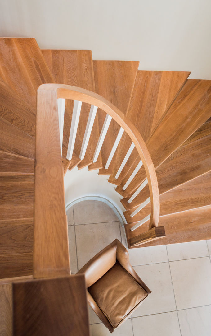 Spiral Timber Staircase Tim Ziehl Architects Country style corridor, hallway& stairs