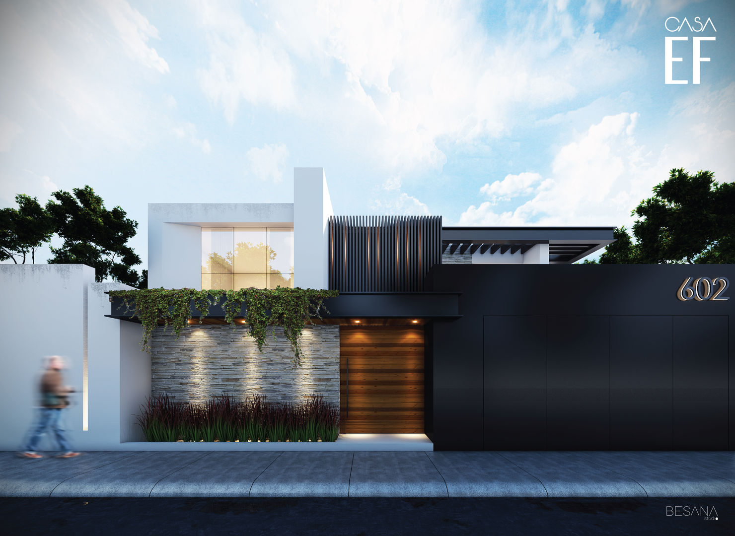 Propuesta de fachada exterior 1 Besana Studio Casas de estilo minimalista