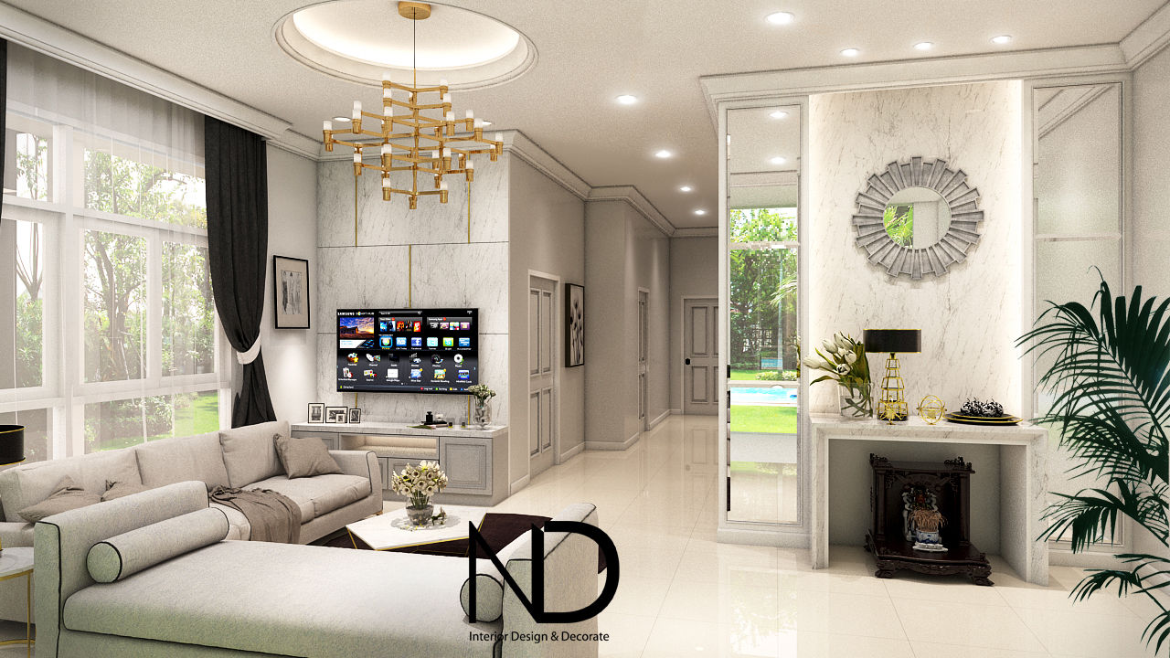 ออกแบบตกแต่งภายใน บ้านพักอาศัย 1 ชั้น K.โอ๊ต, ND Design interior Design & Decorate ND Design interior Design & Decorate ห้องนั่งเล่น ของตกแต่งและอุปกรณ์จิปาถะ