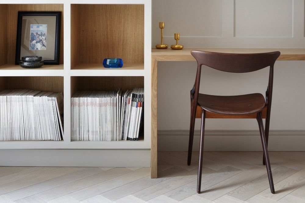 Study/Library Fraher and Findlay Bureau minimaliste parquet floor,modern,minimalist,open storage,panelling,contemporary,grey,pastel