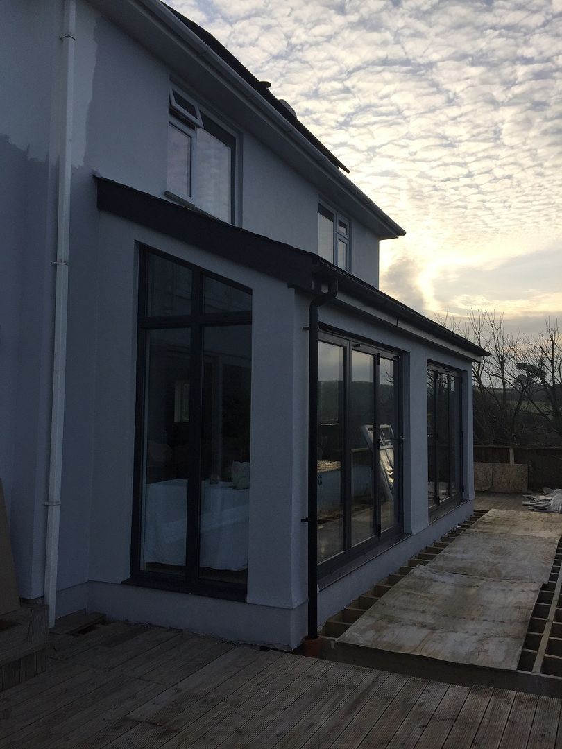 Finished Extension Building With Frames Modern garage/shed Wood Wood effect