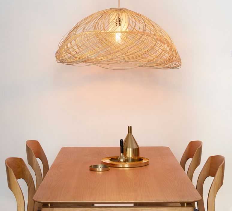 Tendances et design : les matières naturelles !, NEDGIS NEDGIS Modern dining room Rattan/Wicker Turquoise Lighting