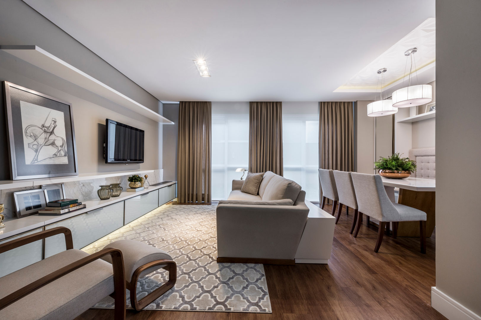 RESIDÊNCIA I O+L, Treez Arquitetura+Engenharia Treez Arquitetura+Engenharia Modern living room MDF White