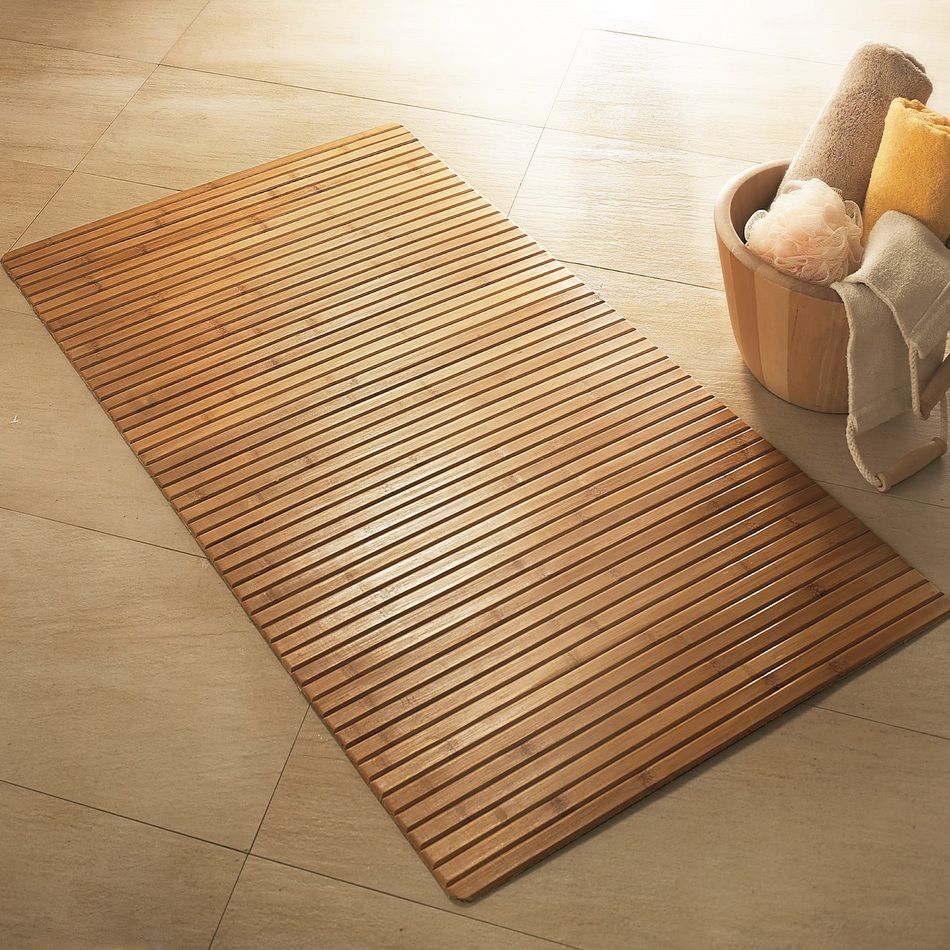 Bamboo Wooden Bath Mat King of Cotton Baños de estilo moderno Textiles y accesorios