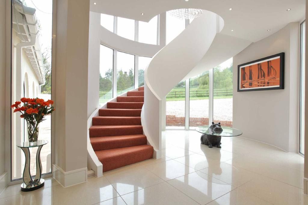 Draethen Farm House Conversion Smarta Modern corridor, hallway & stairs