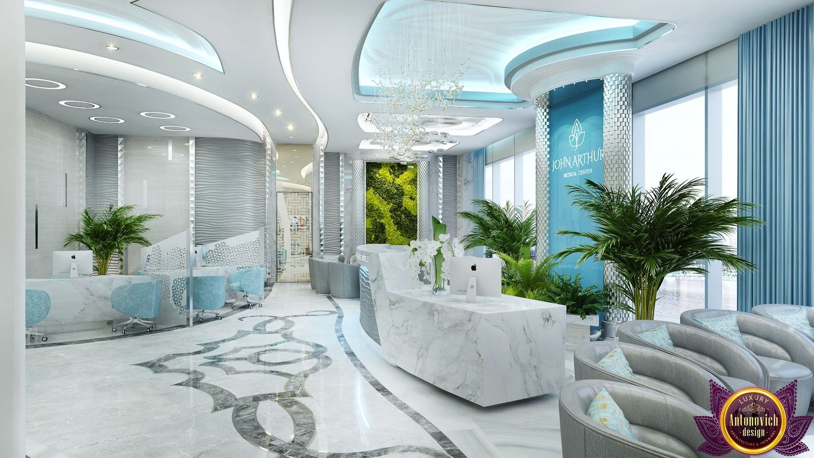 ​ Clinic Interior design of Katrina Antonovich, Luxury Antonovich Design Luxury Antonovich Design ห้องโถงทางเดินและบันไดสมัยใหม่