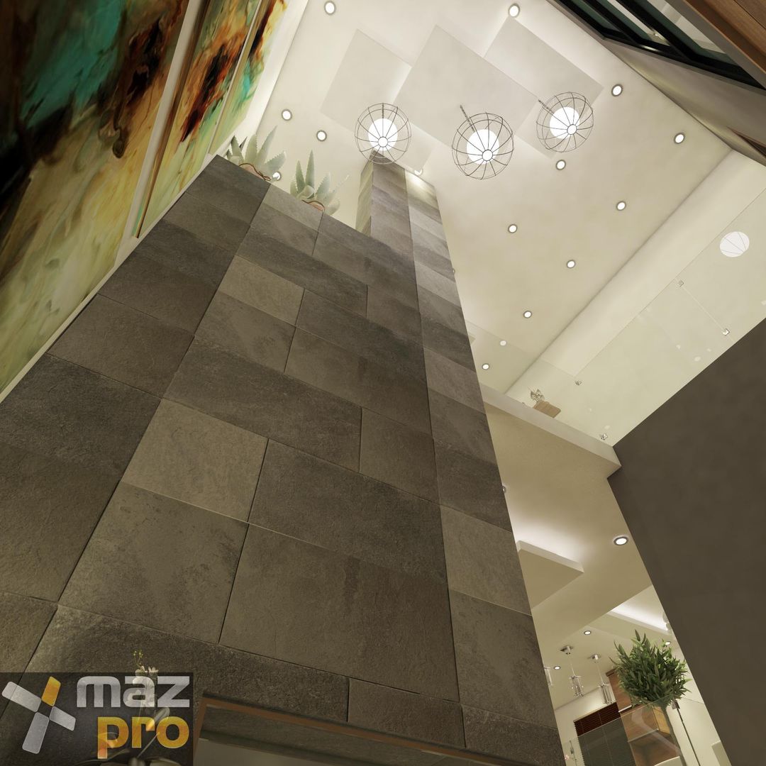 DOBLE ALTURA RECIBIDOR Mazpro Arquitectura Pasillos, vestíbulos y escaleras modernos