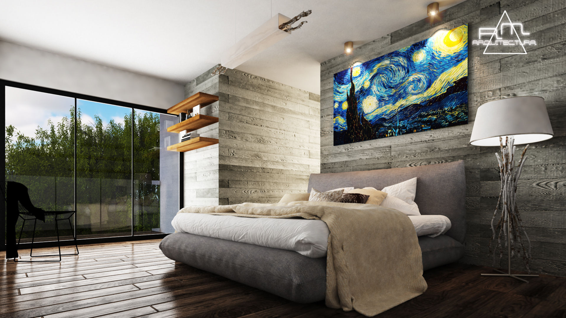 RESIDENCIA BSC, RM ARQUITECTURA RM ARQUITECTURA Modern style bedroom Concrete