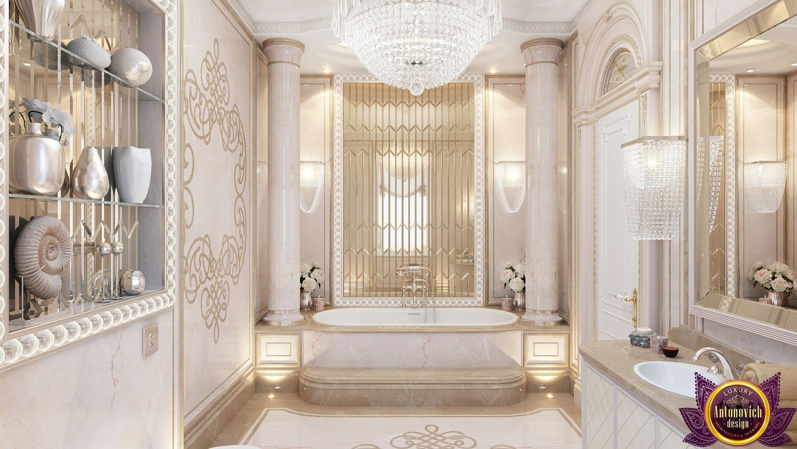 ​Luxurious bathroom design by Katrina Antonovich, Luxury Antonovich Design Luxury Antonovich Design Casas de banho clássicas