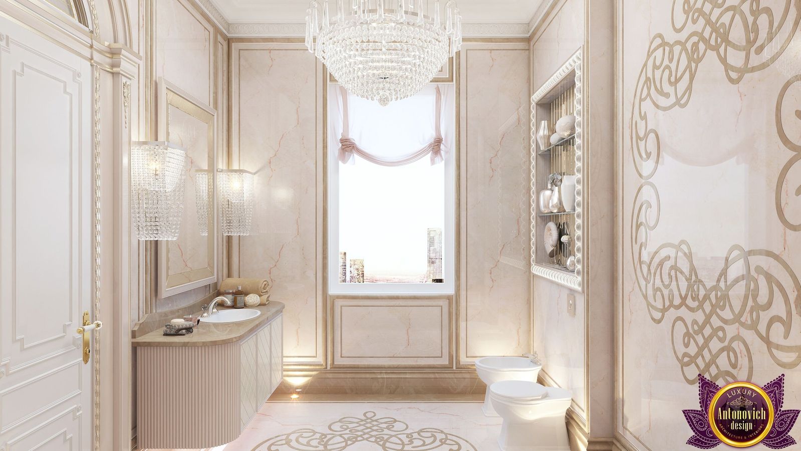 ​Luxurious bathroom design by Katrina Antonovich, Luxury Antonovich Design Luxury Antonovich Design حمام